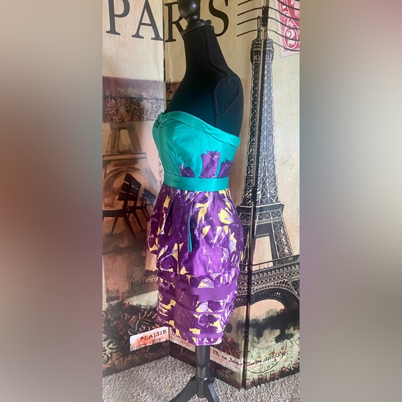 BCBG Maxazria Purple and Turquoise dress-Size 4 - Picture 2 of 6
